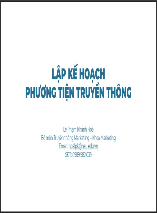 Tài Liệu Số Bài giảng Lập kế hoạch phương tiện truyền thông