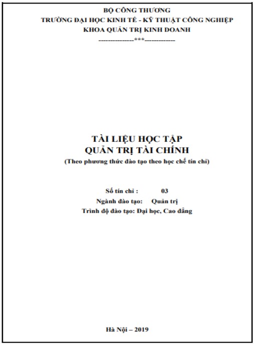 Tài Liệu Số Tài liệu học tập Quản trị tài chính