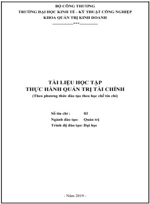 Tài Liệu Số Tài liệu học tập Thực hành quản trị tài chính