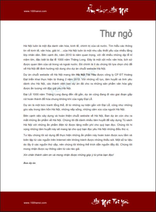 Tài liệu số Ẩm thực Hà Thành