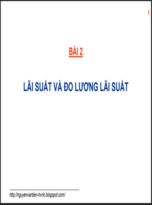 Tài liệu số Bài giảng Lãi suất và đo lường lãi suất