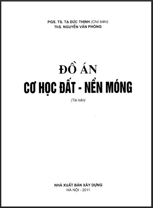 Tài liệu số Đồ án Cơ học đất, Nền móng – Phần 1