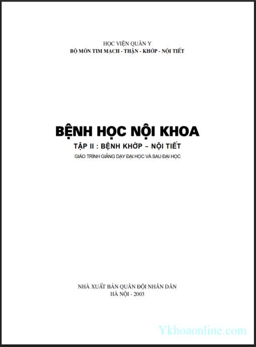 Tài liệu số Giáo trình Bệnh học nội khoa (Tập 2 – Bệnh khớp – Nội tiết) – Phần 1