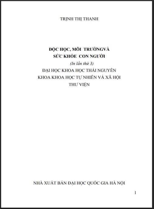 Tài liệu số Giáo trình Độc học, môi trường và sức khỏe con người