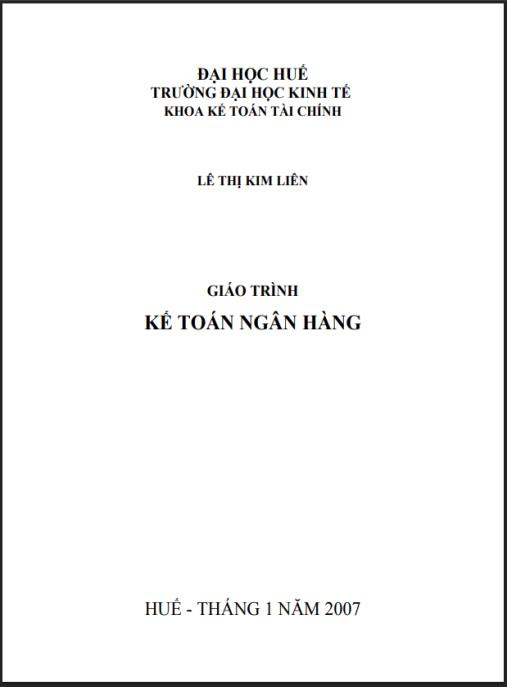 Tài liệu số Giáo trình Kế toán ngân hàng – Phần 1