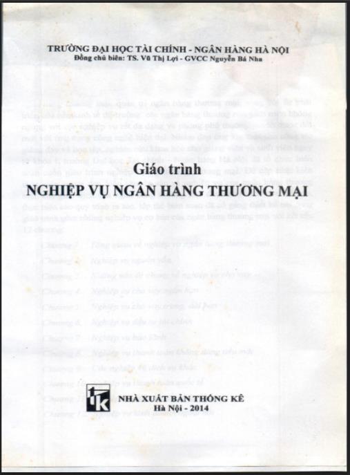 Tài liệu số Giáo trình Nghiệp vụ ngân hàng thương mại Phần 1