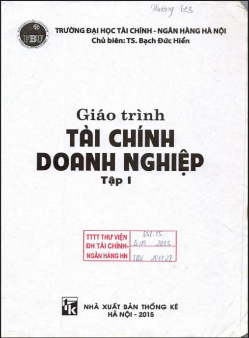Tài liệu số Giáo trình Tài chính doanh nghiệp (Tập 1)