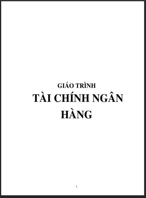 Tài liệu số Giáo trình Tài chính ngân hàng