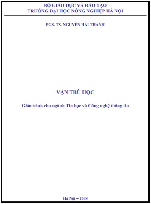 Tài liệu số Giáo trình Vật trù học Phần 1