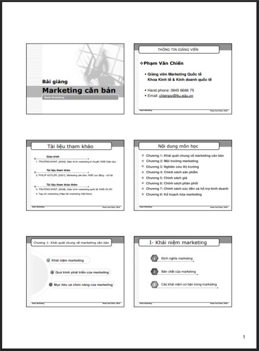 Tài liệu số Giáo trình bài giảng Marketing căn bản