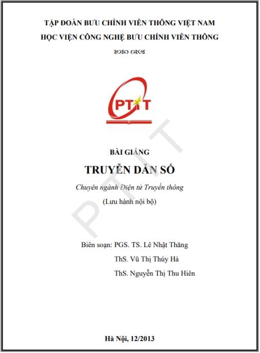 Tài liệu số Giáo trình bài giảng Truyền dẫn số