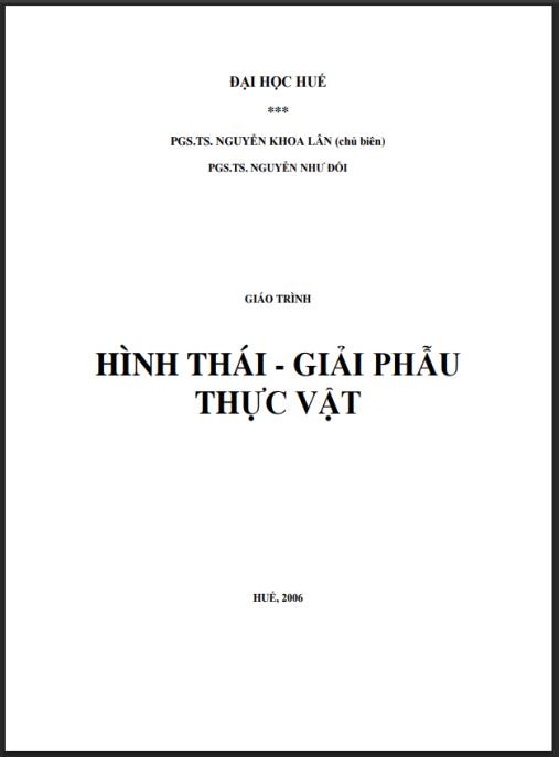 Tài liệu số Giáo trình hình thái giải phẩu thực vật