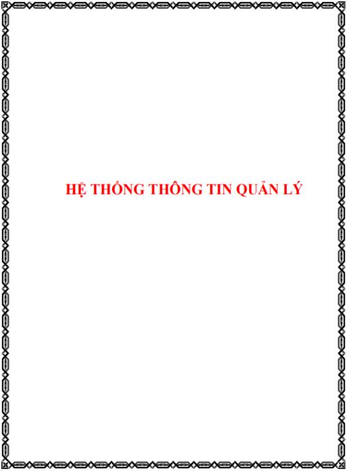 Tài liệu số Giáo trình tổng quan hệ thống thông tin quản lý