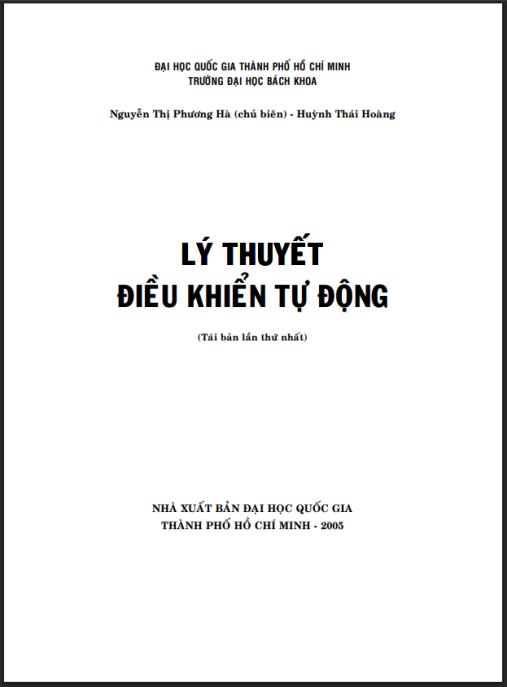 Tài liệu số Lý thuyết điều khiển tự động