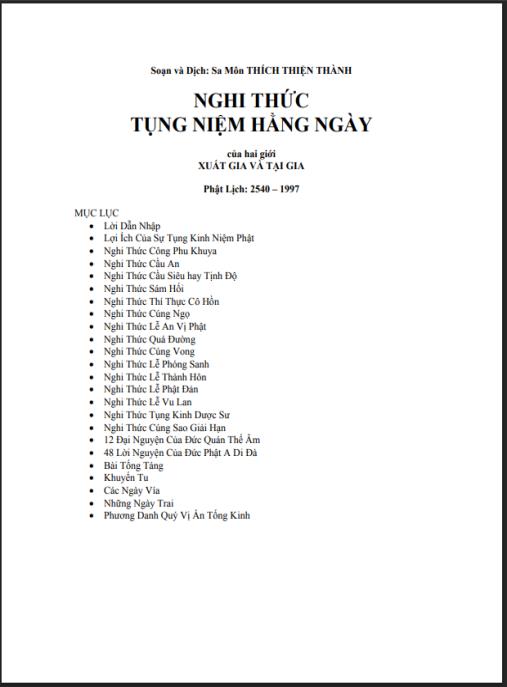 Tài liệu số Nghi thức tụng niệm hằng ngày