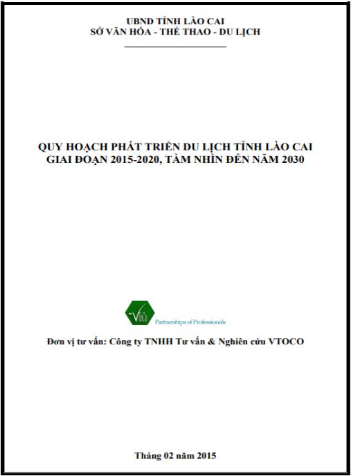 Tài liệu số Quy hoạch phát triển du lịch tỉnh Lào Cai giai đoạn 2015-2020, tầm nhìn đến năm 2030