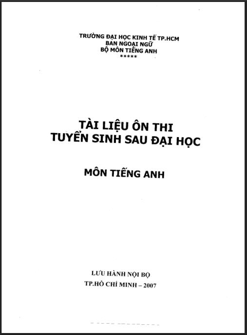 Tài liệu số Tài liệu ôn thi tuyển sinh sau đại học – Môn Tiếng Anh
