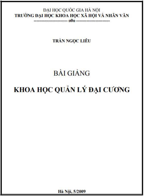 Tài liệu số Tập bài giảng Khoa học quản lý đại cương