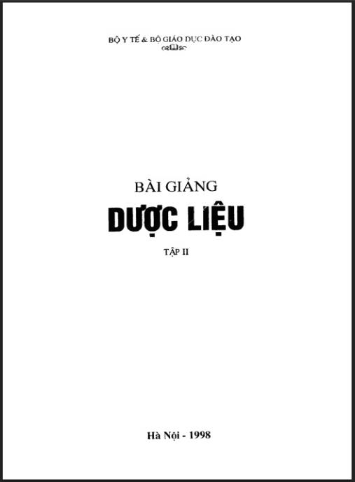 Tài liệu số Bài Giảng Dược Liệu Tập 2