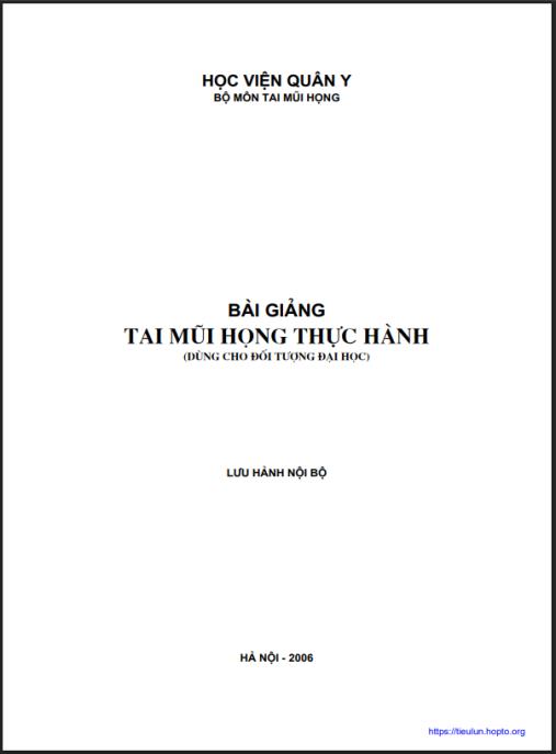 Tài liệu số Bài Giảng Tai Mũi Họng Thực Hành