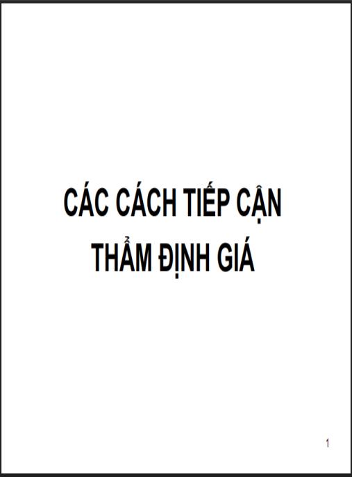 Tài liệu số Bài giảng Các cách tiếp cận trong thẩm định giá