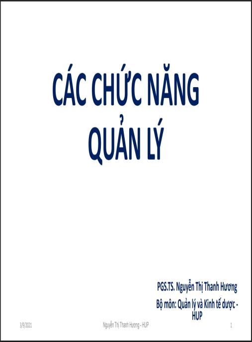 Tài liệu số Bài giảng Các chức năng quản lý