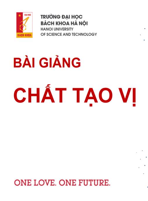 Tài liệu số Bài giảng Chất tạo vị