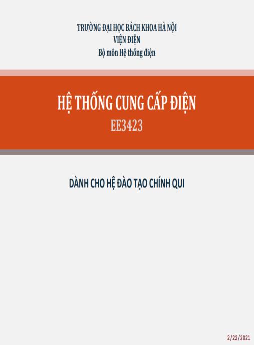 Tài liệu số Bài giảng Cung cấp điện
