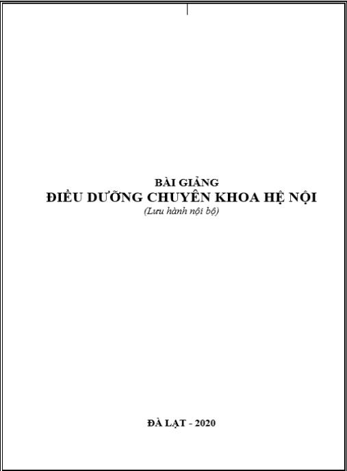 Tài liệu số Bài giảng Điều dưỡng chuyên khoa hệ nội