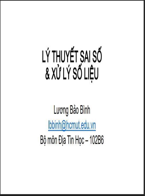 Tài liệu số Bài giảng Lý thuyết sai số và xử lý số liệu