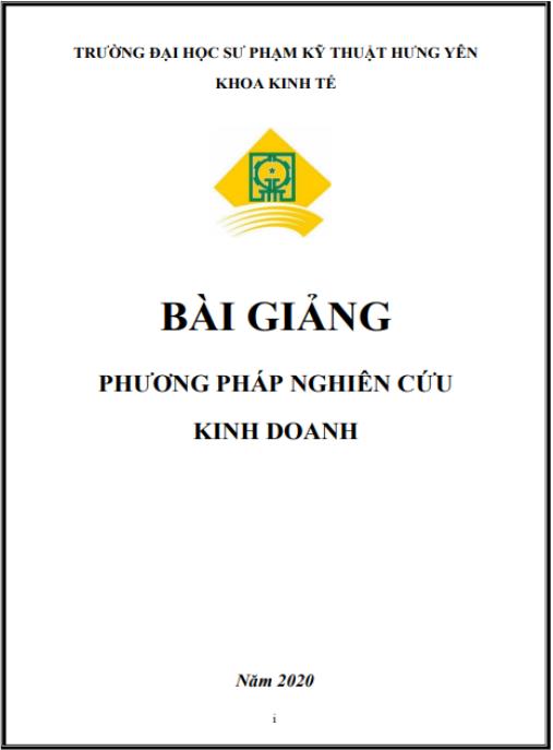 Tài liệu số Bài giảng Phương pháp nghiên cứu kinh doanh
