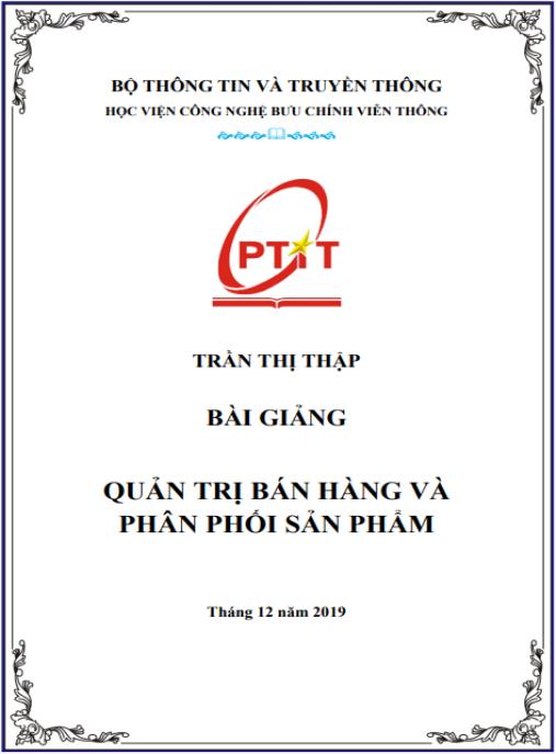 Tài liệu số Bài giảng Quản trị bán hàng và phân phối sản phẩm