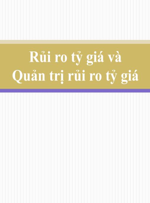 Tài liệu số Bài giảng Rủi ro tỷ giá và Quản trị rủi ro tỷ giá