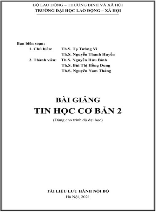 Tài liệu số Bài giảng Tin học cơ bản 2