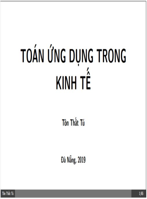 Tài liệu số Bài giảng Toán ứng dụng trong kinh tế