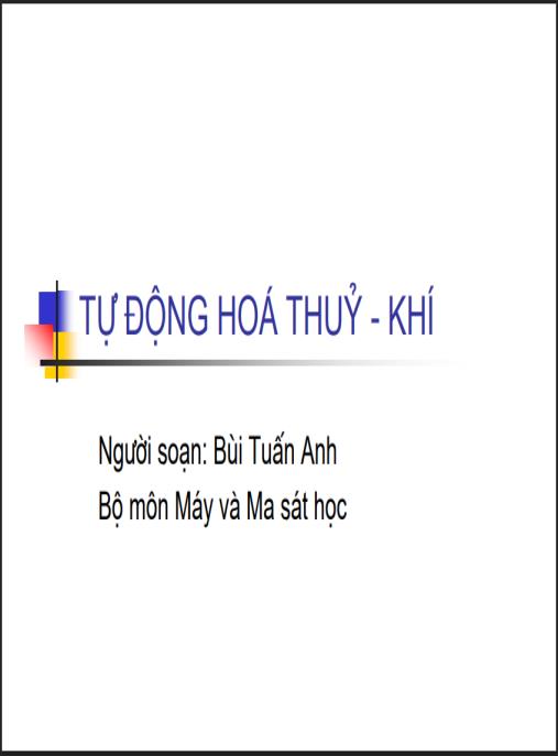 Tài liệu số Bài giảng Tự động hoá thuỷ – khí