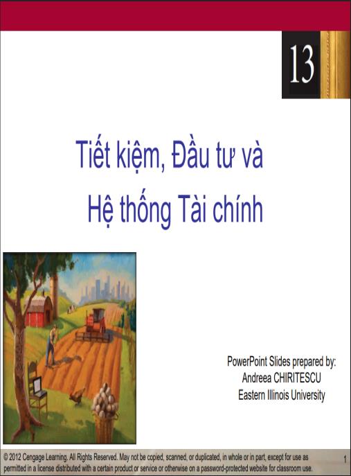 Tài liệu số Bài giảng môn Tiết kiệm, đầu tư và hệ thống tài chính