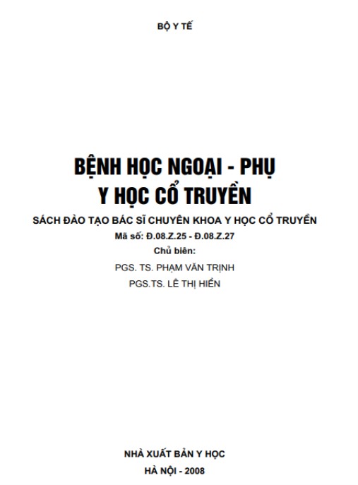 Tài liệu số Bệnh Học Ngoại Phụ – Y Học Cổ Truyền