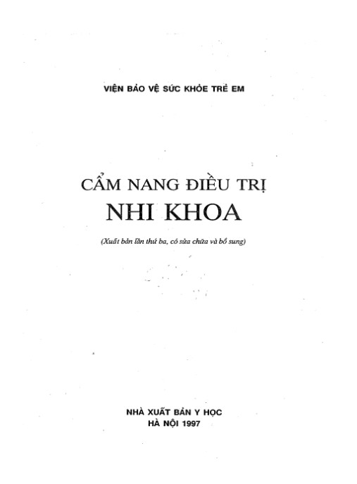 Tài liệu số Cẩm Nang Điều Trị Nhi Khoa