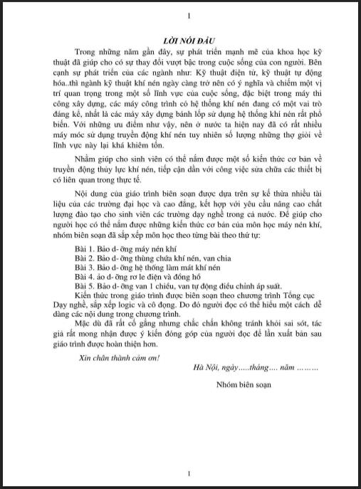 Tài liệu số Giáo trình Bảo dưỡng máy nén khí