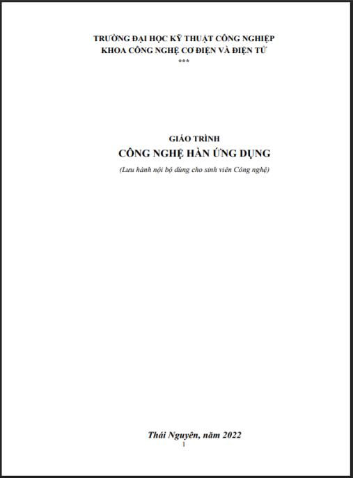 Tài liệu số Giáo trình Công nghệ hàn ứng dụng