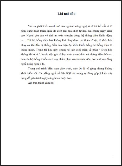 Tài liệu số Giáo trình Điều hòa không khí ô tô