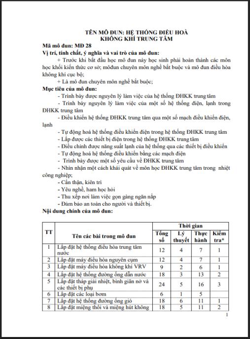 Tài liệu số Giáo trình Điều hòa không khí trung tâm
