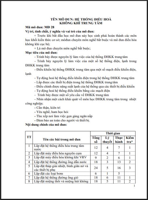 Tài liệu số Giáo trình Hệ thống điều hoà không khí trung tâm