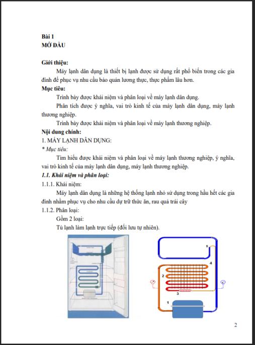 Tài liệu số Giáo trình Hệ thống máy lạnh dân dụng