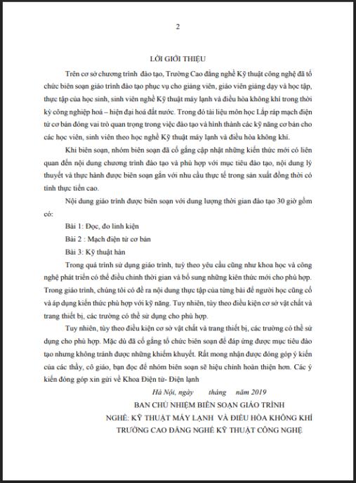 Tài liệu số Giáo trình Lắp ráp mạch điện tử cơ bản