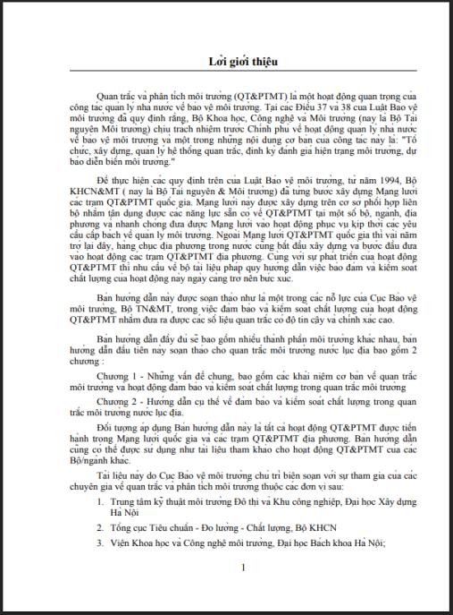 Tài liệu số Giáo trình Quan trắc và phân tích môi trường