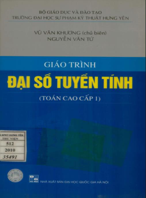 Tài liệu số Giáo trình đại số tuyến tính ( Toán cao cấp Tập 1)
