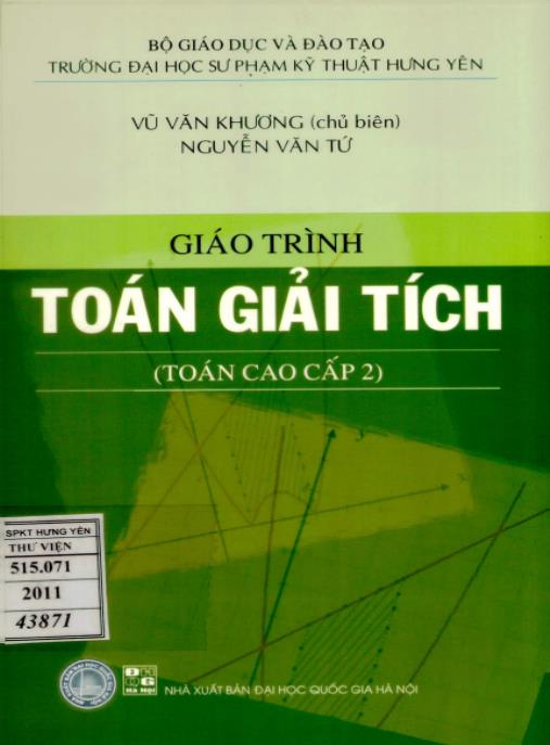 Tài liệu số Giáo trình toán giải tích ( toán cao cấp 2)