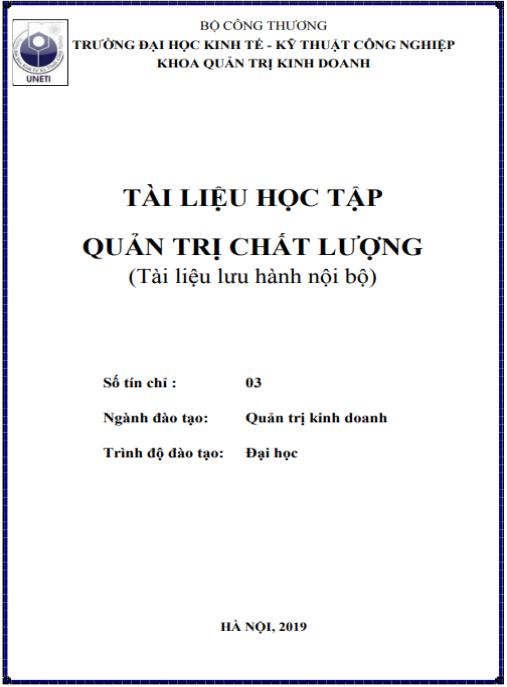 Tài liệu số Quản trị chất lượng